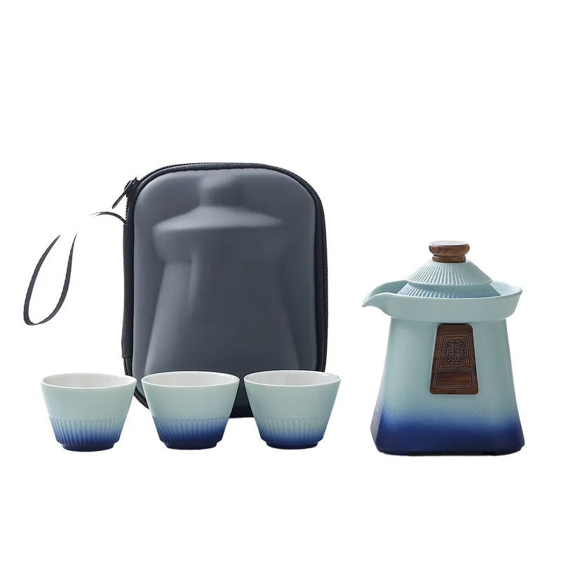 

Chinese Trend Museum Cultural Creation Royal Style Portable Travel Tea Set One Click Outing Business Companion Gift