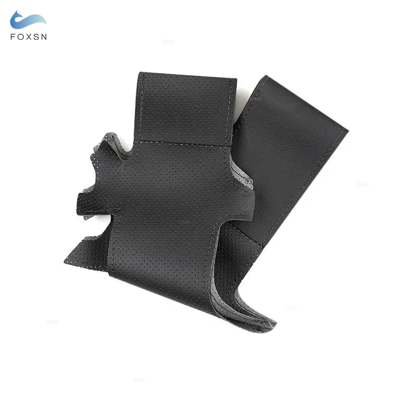 For BMW E36 E39 E46 X3 E83 X5 E53 Car Interior Steering Wheel Cover Hand Stitched Black Perforated Leather W/ Needles & Threads