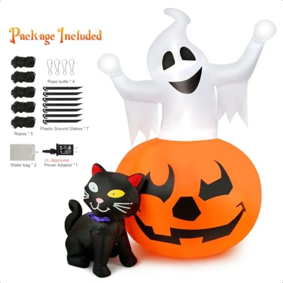 5 أقدام هالوين Iatables في الهواء الطلق مخيف اليقطين والساحرة القط الأسود كومبو Iatable ديكور هالوين تفجير ساحة الزينة Cl
