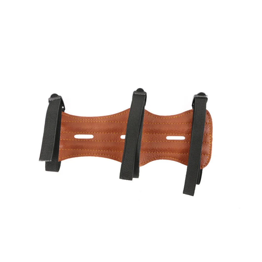 

Brown PU Archery Arm Guard Forearm Protector Triple Adjustable Buckle Strap for Hunting Practice Protective Gear