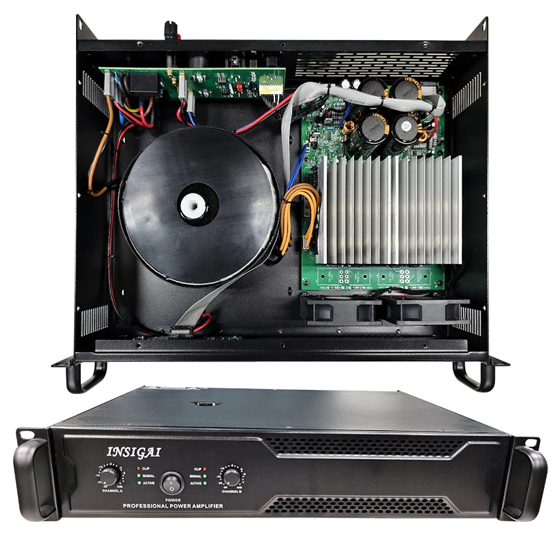 INSIGAI Power Amplifier 2 Channel 1000watt 2U 4Ω 2*1040w 8Ω 2*650w Audio 2 Channel Power Amplifier
