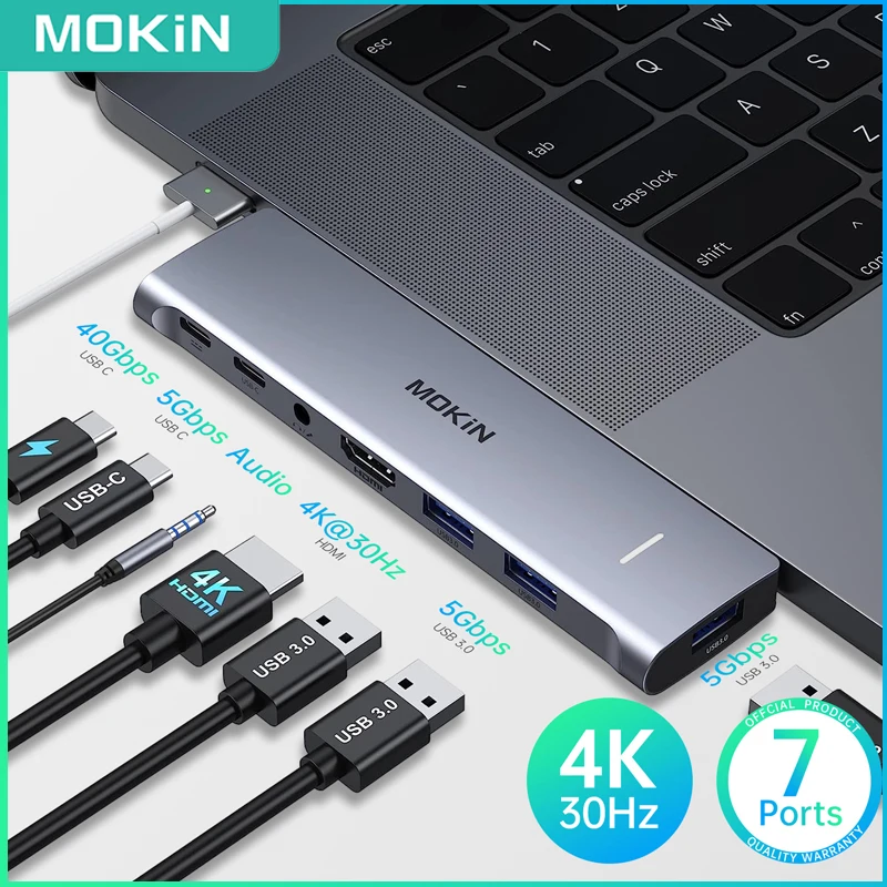 adaptador mokn usb c para macbook pro 4k hdmi 60hz usb c 30 sd tf pd 100w thunderbolt hub video acessorios para computador 01