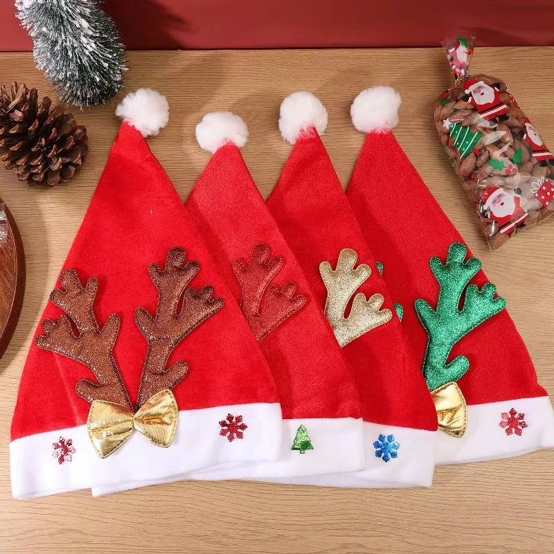 Velvet Christmas Hat Classic Christmas Decoration Hat Photography Props Hat Gold For New Year Festival Home
