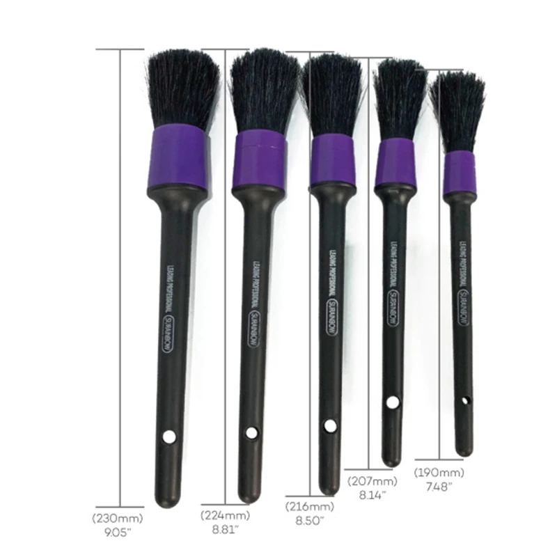 Car Detailing Brush Set, 5 Pack Car Purple Detail Brushes for Car Interior or Exterior, Wheels, Engine Compartment, Door Panels