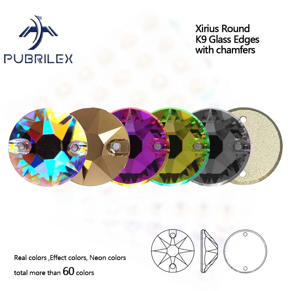 Pubrilex XIRIUS-diamantes de imitación para coser, todos los tamaños, 8 grandes, 8 pequeños, cuentas de costura artesanales de cristal biselado de vidrio para decoraciones de prendas
