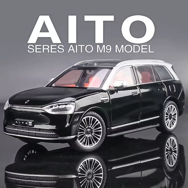 1:24 AITO M9 SUV Alloy New Energy Car Model Diecasts Metal Charging Vehicles Car Model Sound and Light Simulation Kids Toys Gift