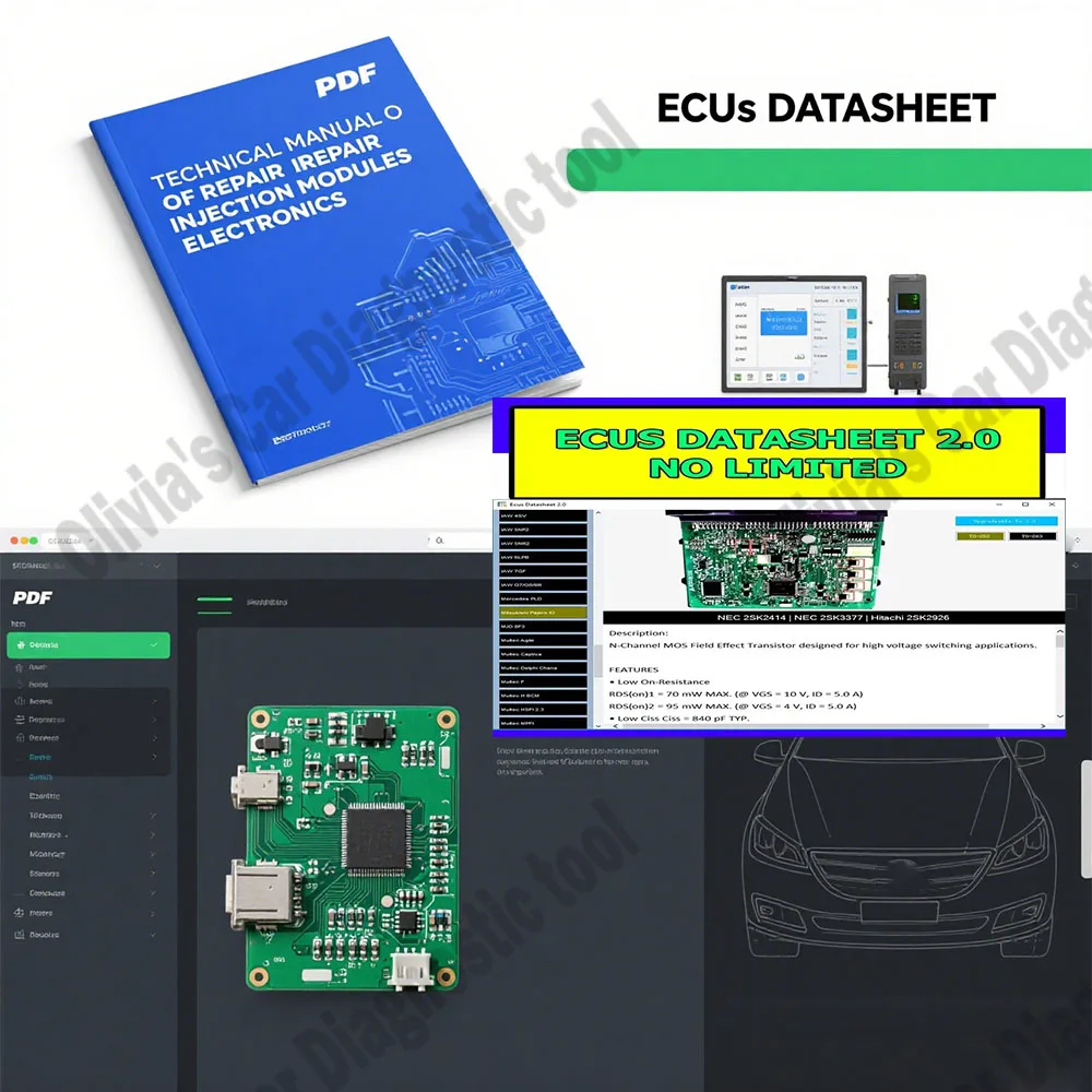 

Latest Ecus Datasheet 2.0 ECU Repair Software PCB Schematics with Electronic Components of Car ECUs and Additional Information