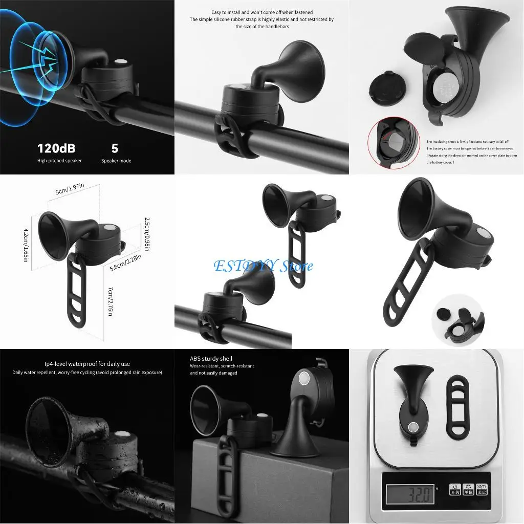 

G6DE Regulable Sound Level Bike Horn Rechargeable Electric Bicycles Bells for Enhancing Cycling Safety