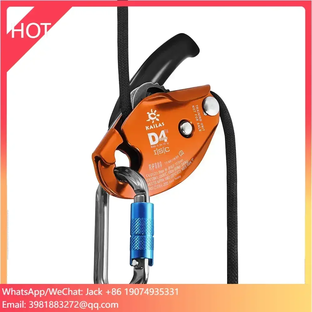 

New Arrivals Belay Device Climbing for Rock Climbing Peak Rescue Downhill Equipment KAILAS D4 Double-Stop Auto-Lock Descender