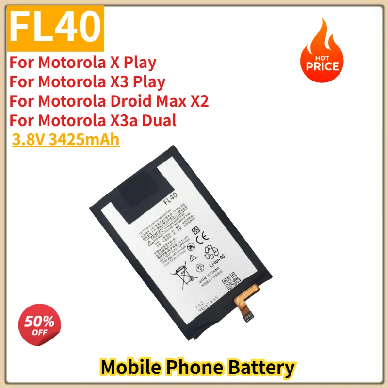 

FL40 High Quality Phone Battery 3.8V 3425mAh for Motorola X Play/X3 Play/Droid Max X2 /X3a Dual Brand New Replacement Battery