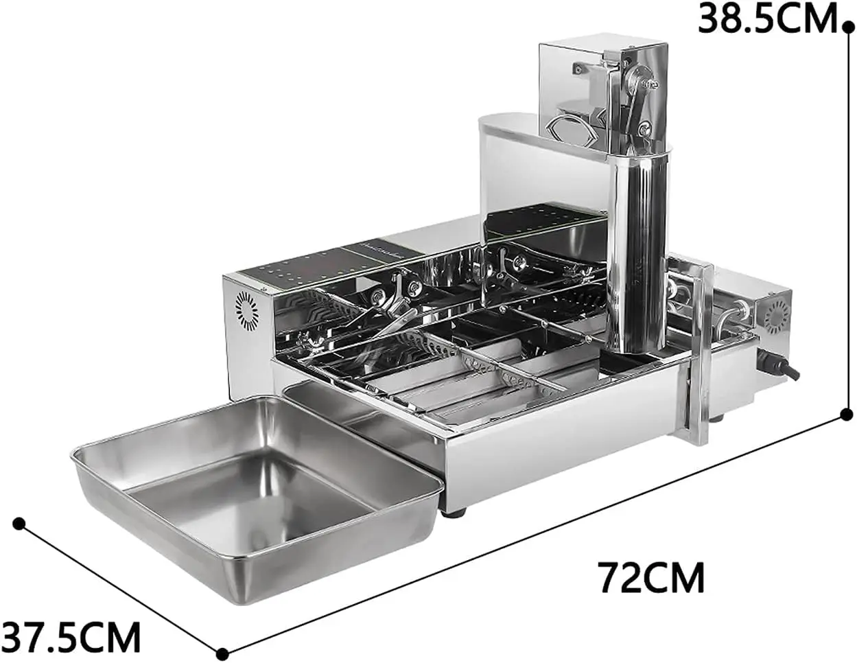 Fully Automatic Donut Making Machine 2000W Commercial 4 Rows Auto Doughnut Maker with 5.5L Hopper 1750pcs/h Adjustable Thickness