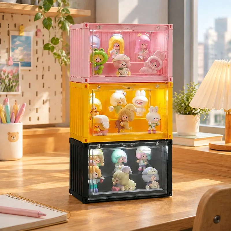 Clear Acrylic Display Case for Action Figures, Dustproof and Stackable Storage Organizer, 23.2x12.2x14.3cm