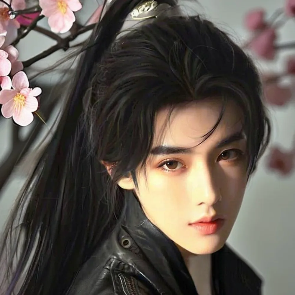 Peruka w stylu tradycyjnym dla kobiet - długie proste włosy z młodym, wysokim kucykiem, chińska peruka Hanfu w stylu starożytnym.