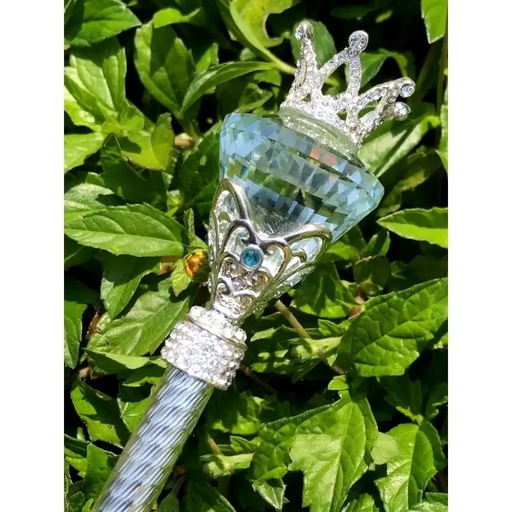 

Party White Crystal With Crown Rhinestone Scepter Magic Stick Fairy Wand