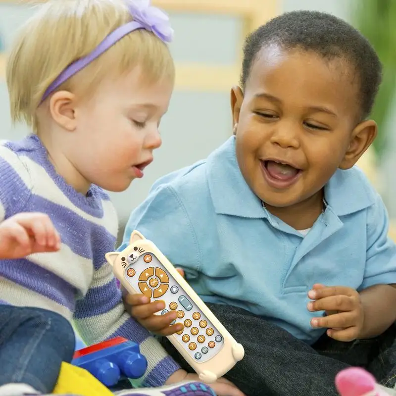 Crianças tv brinquedo remoto bonito animal em forma de brinquedos educativos precoces 3 idiomas inglês espanhol & francês brinquedo tv remoto com sons para