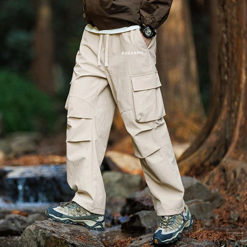 

FOXXAMO men's work pants, loose straight leg hiking pants, outdoor waterproof leisure bicycles, camping and hiking