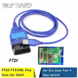 Switch 4 Way Position For VAG COM KKL For FIAT ECU SCAN FTDI FT232RL FT232RQ For VAG KKL USB Tool OBD2 USB Diagnostic Interface