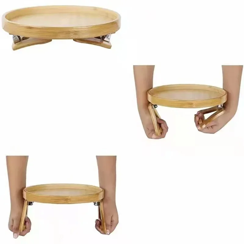 Sofa Armrest Tray Wooden Sofa Disc Foldable Cozy Sofa Armrest Tray