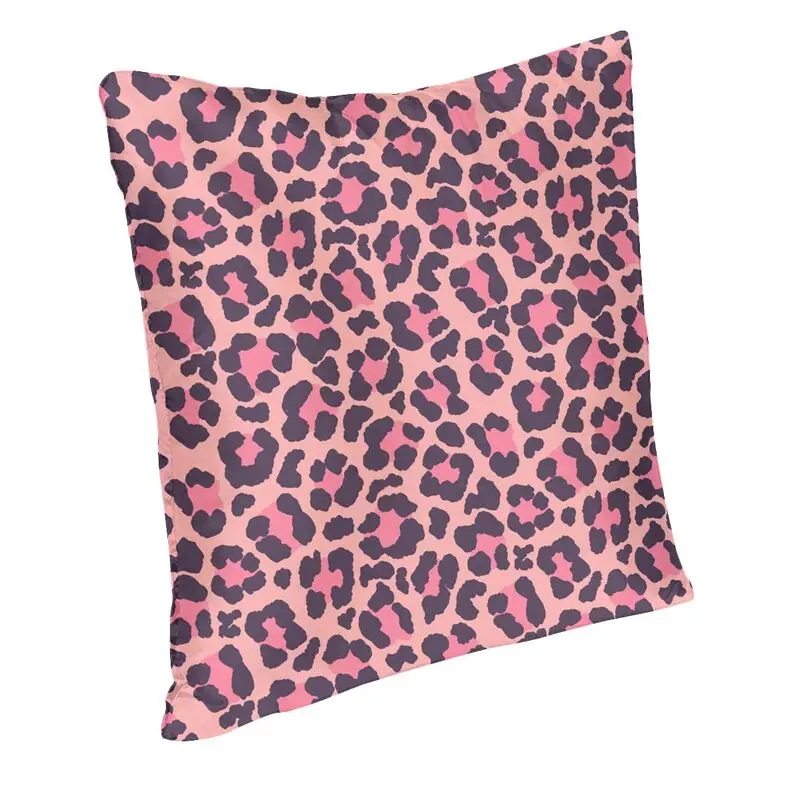 Custom Coral And Pink Leopard Print Square Throw Pillow Case Home Decor 3D Double-sided Printed Panther Cushion Cover for Sofa