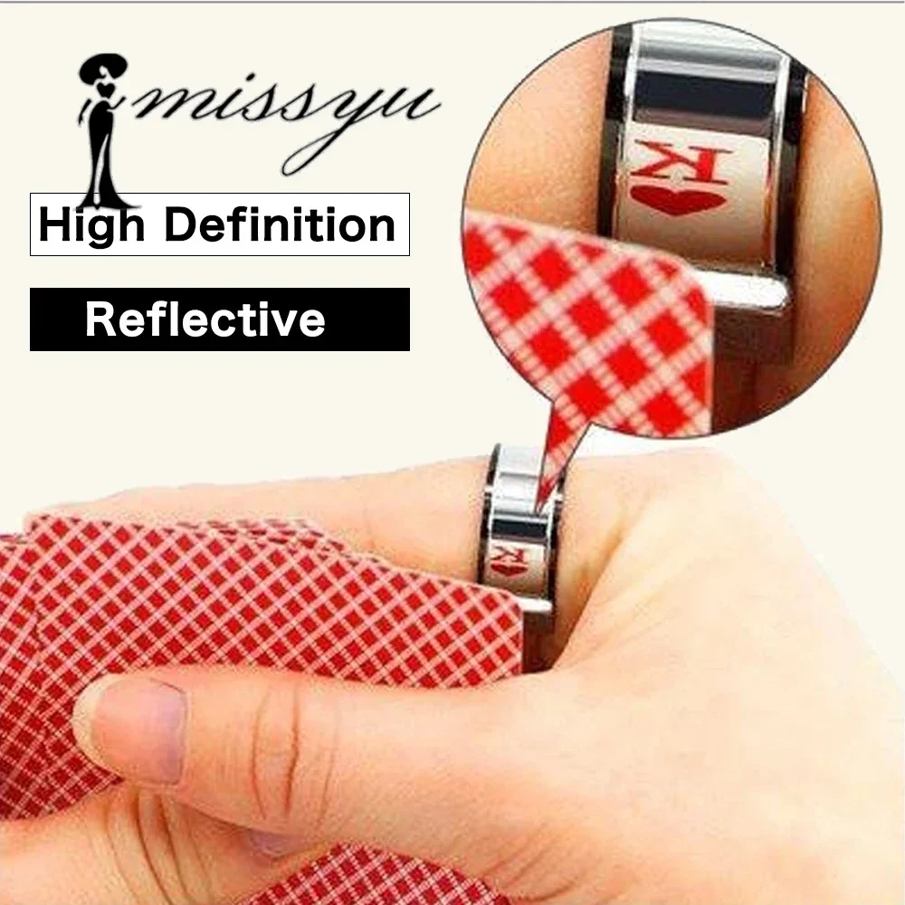 High-Gloss Titanium Steel Band, Stainless Steel Mirror Ring, Poker Magic Reflective Ring for Card Tricks.