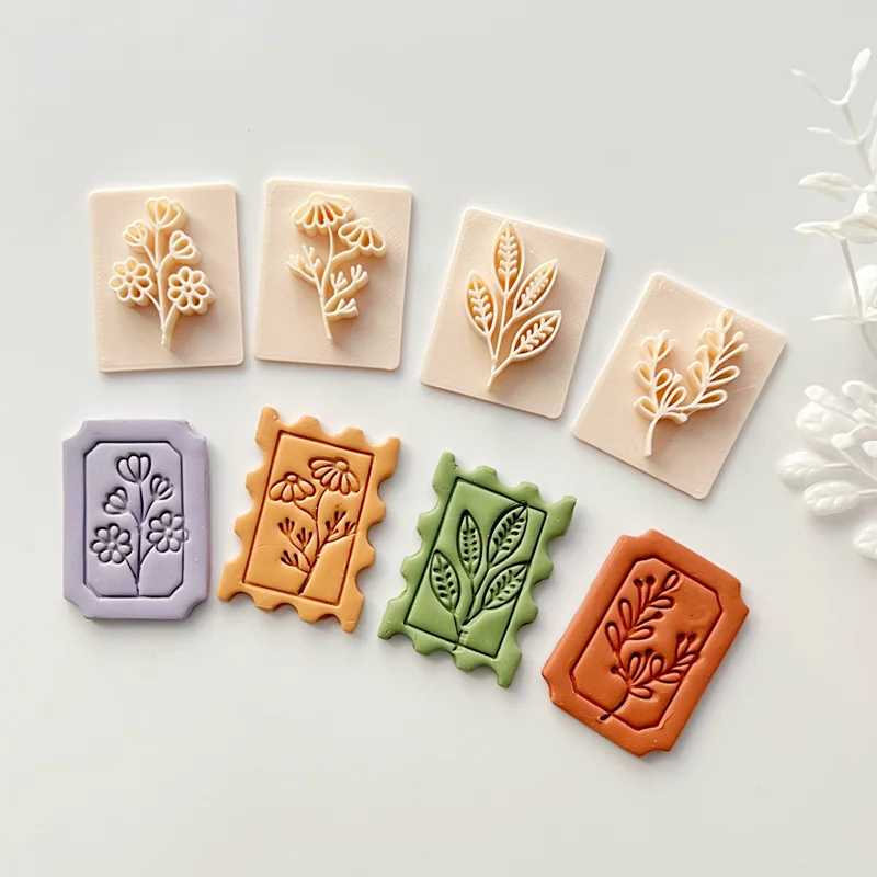 Spring Flower Polymer Clay Cutters Botanical Stmps Embossing Pottery Clay Boho Floral Bouquet for Earring Pendant Jewelry Tools