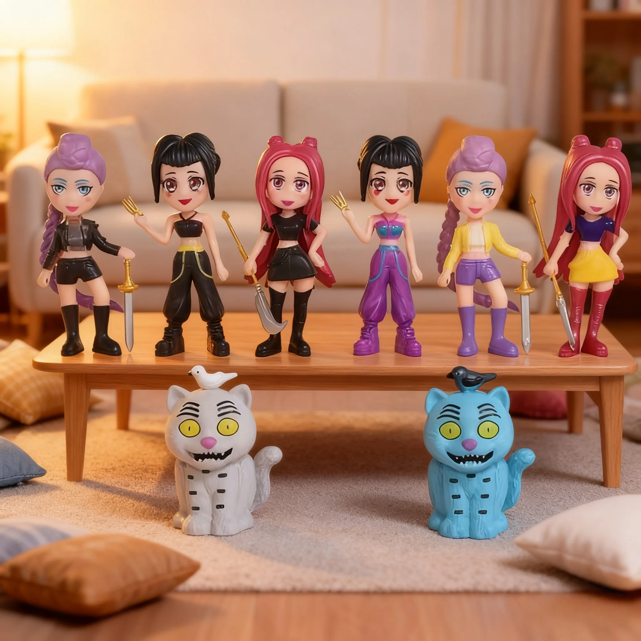 New 8pcs anime Kpop demon hunter Q-version action toy doll Derpys Tiger Rumi Mira Zoey Sussy doll decoration model series toys