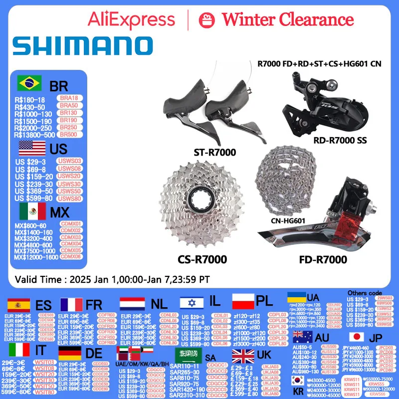 Shimano 105 Ultegra R7000 R8000 Groupset 2x11s Road Bike Bicycle Set CS 12-25T/11-28T/11-30T/11-32T/11-34T Upgrade From 5800