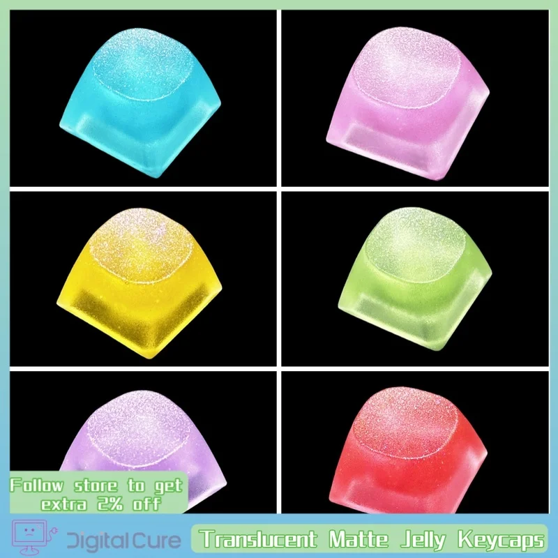 

New Translucent Matte Jelly Keycaps Resin Drip Glue Diy Cross Axis Personalized Mechanical Keyboard Keycaps Accessories Gifts