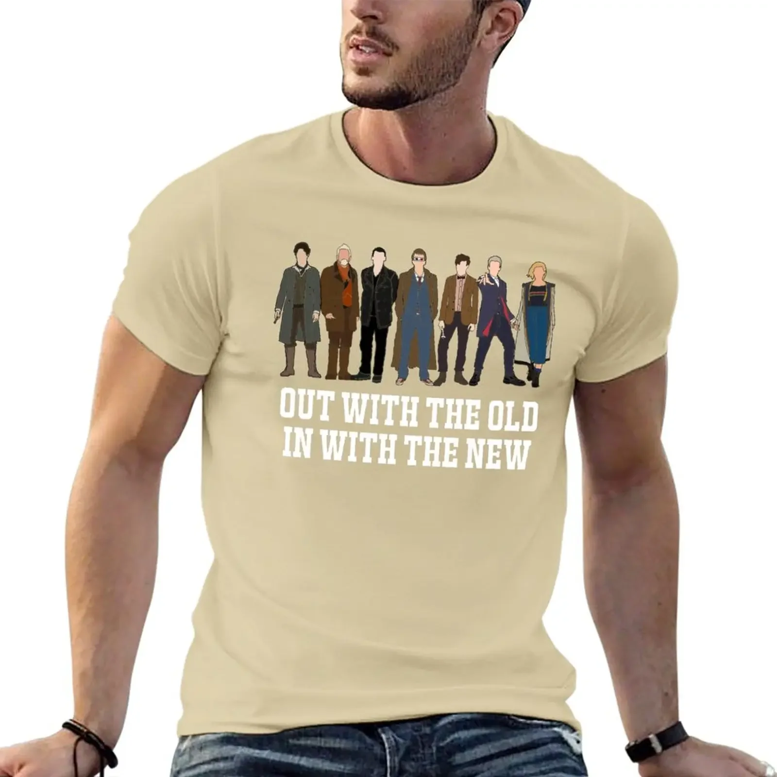 2024 summer New Who Doctor ensemble Out with the old in with the new (White) T-Shirt kawaii clothes mens t shirts pack funny new