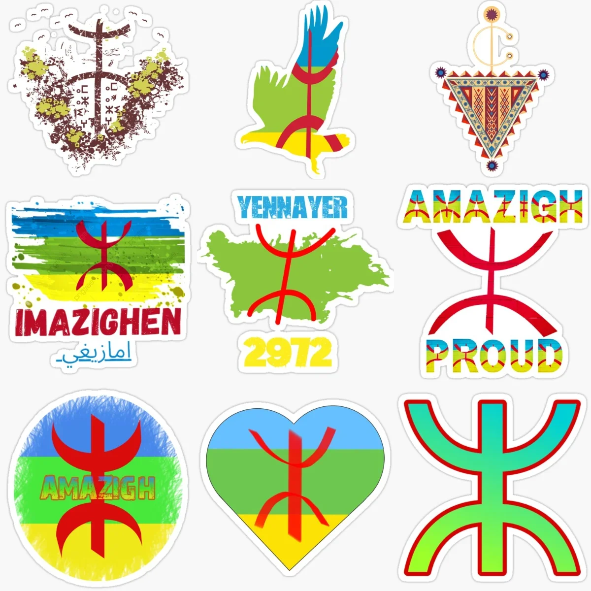 

Amazigh Berbers Flag Symbol Emblem Creative Car Stickers for Car Bicycle Motorcycle Window Fridge Wall Decoration Accessories