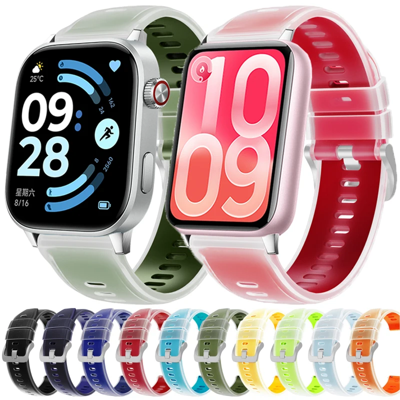 Sportarmband für Redmi Watch 6 5 4 Correa Ersatzarmband aus durchscheinendem Silikon für Xiaomi Miband 10 Pro/9 Pro/8 Pro Zubehör