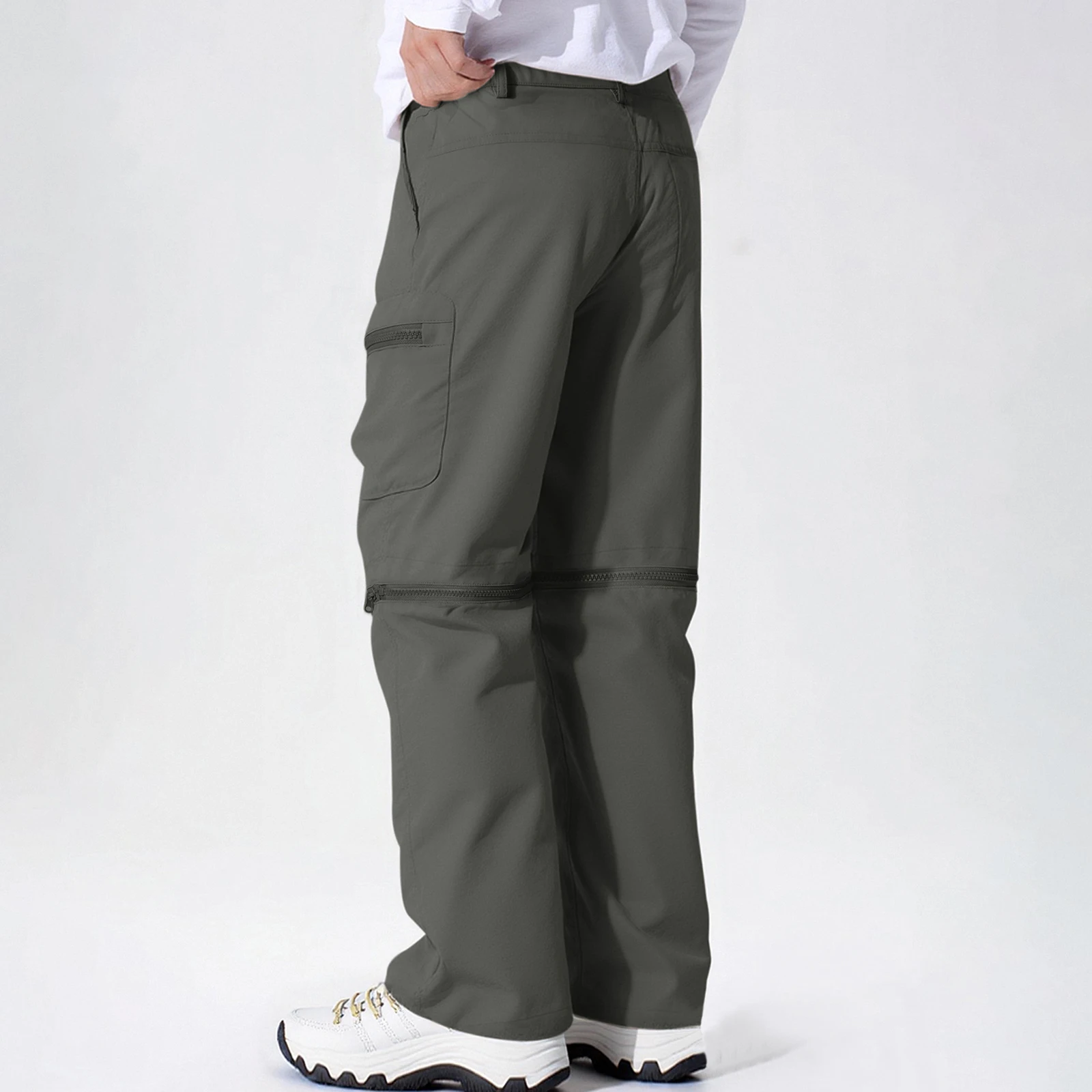 Herren-Zwei-Wege-Langhose, leichte Herren-Wanderhose, modische, lässige, einfarbige Cargohose mit geradem Bein für die Arbeit im Freien