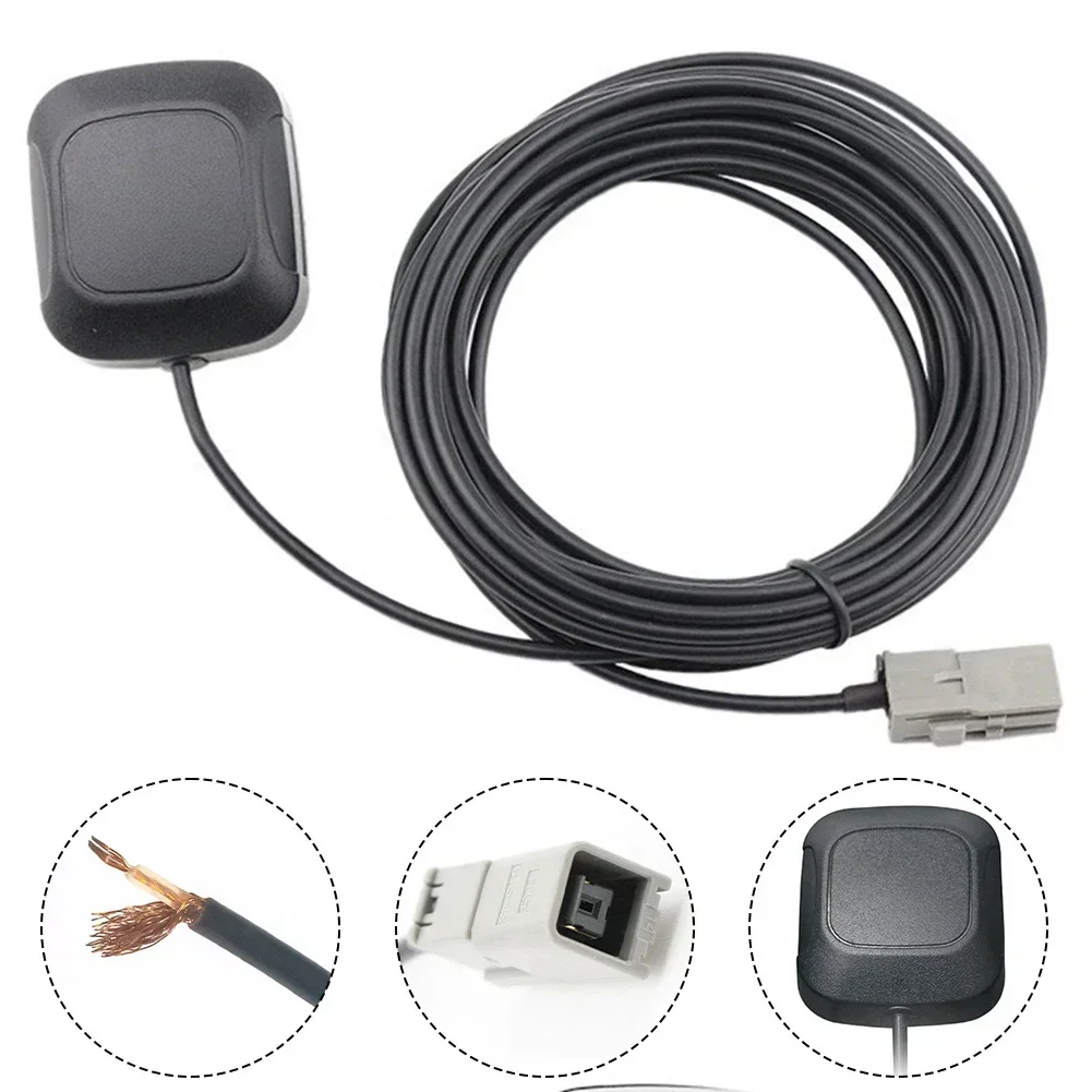 1×Car GPS Navigation Active Antenna GT5-1S Socket Antenna Connector Cables Black 300cm Length 28dB LNA Gain 1575.42MHz Center