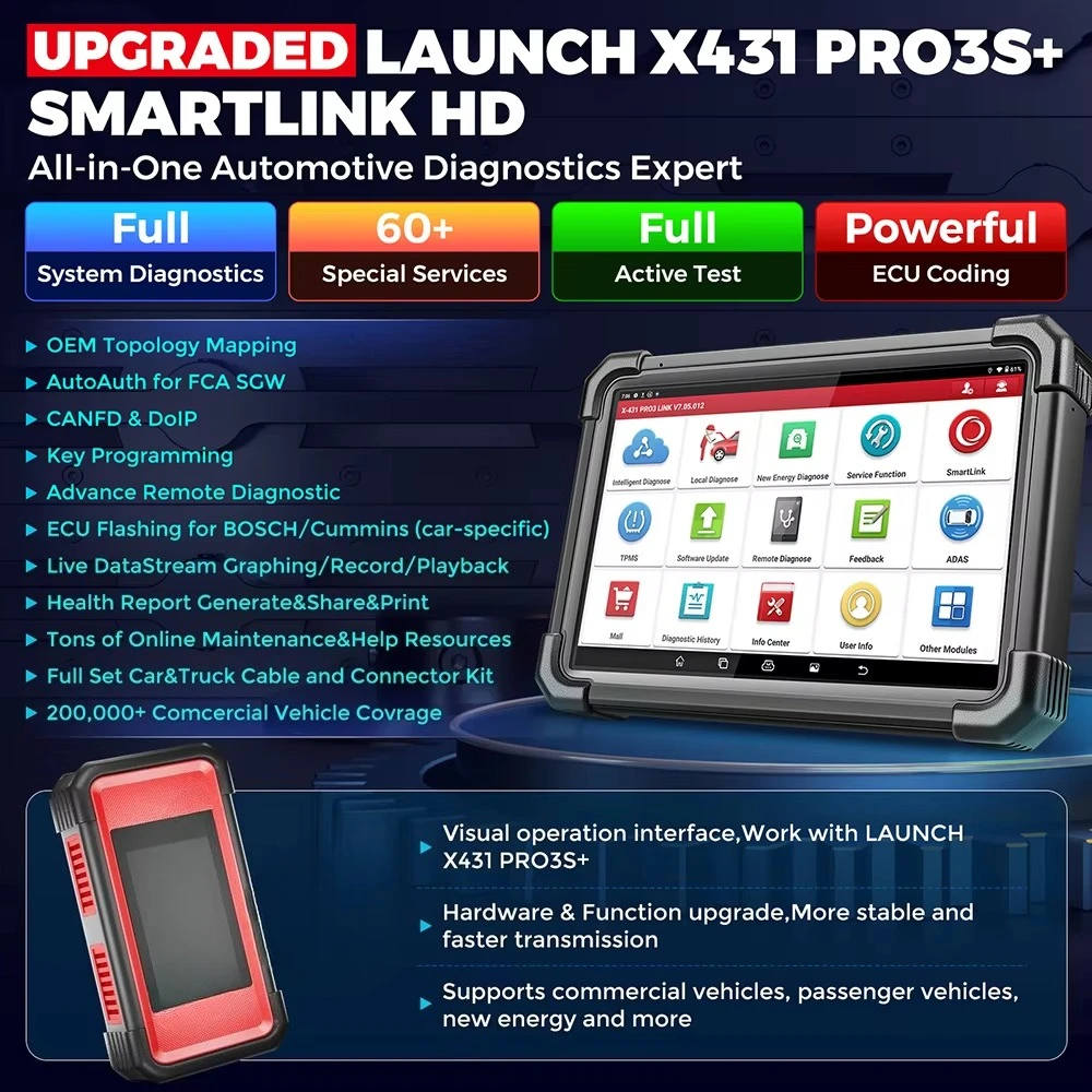 USA EU Warehouse  X431 Pro3S+ SmartLink HD Trucks Cars 2 in 1 Scanner Bi-directional Control OBD2 Diagnostic Tool