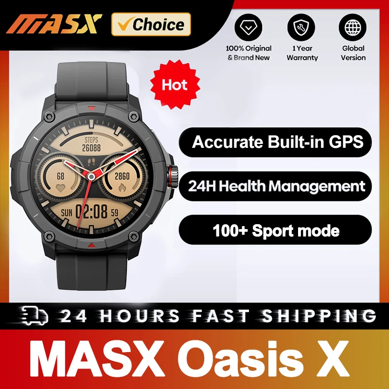 [2024 World Premiere]MASX Oasis X Premium GPS Smart Watch alexa Ultra HD Display Built-in GPS Hi-Fi Bluetooth Phone Calls Milita