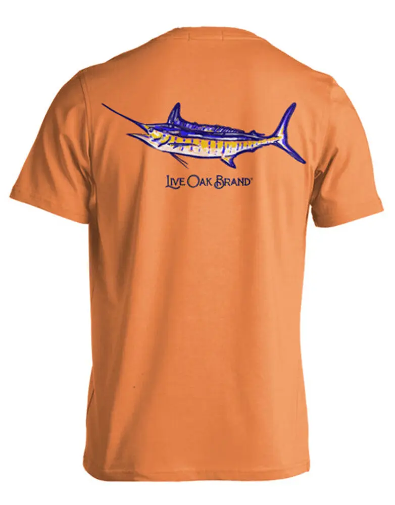 Live Oak Brand Painted Marlin Fish Unisex Comfort Colors Pocket Short SleeveUnisex T-shirts for Men Women Summer Tees Cotton Lux