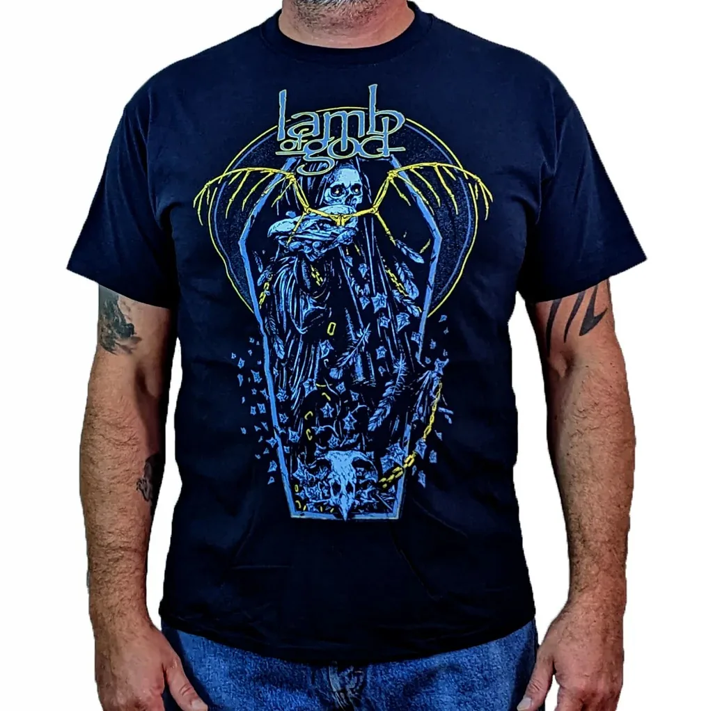 

LAMB OF GOD Coffin Kopia T-Shirt Men's and Women's Short Sleeve Luxury Brand T-shirt Summer Oversize Tops Vintage Men Streetwear