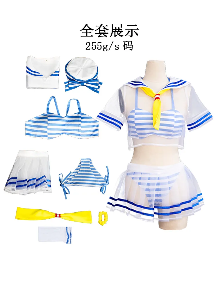 Re:Zero Rem Cosplay Costume - Cute Sailor Swimsuit & Swimwear Set for Anime Roleplay & Summer Party - view 3