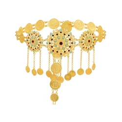 Golden Afghan Women Body Chains Charms Coin Tassel Hollow Party Belly Dance Chains Statement Bohemian Ethnic Body Jewelry Female