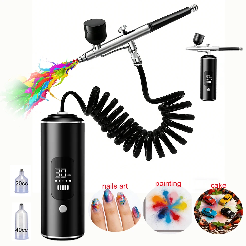 

Аэрограф для ногтей с компрессором Ручной мини-аэрограф для ногтей для рисования тортов Портативный аэрограф для дизайна ногтей