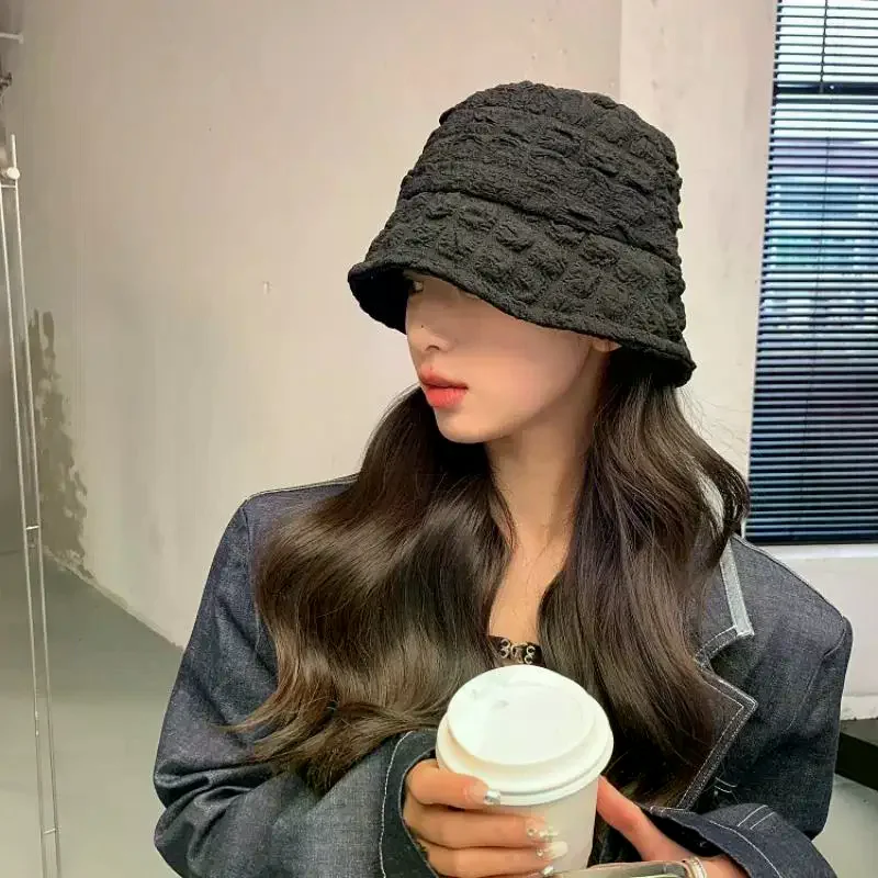 Cream Textured Bucket Hat For Women With UV Sun Protection Soft Fabric For Daily Travel Beach Vacation