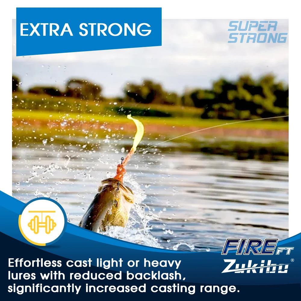 ZUKIBO FIRE FT Micro Fused Braid Line Single Strand 100M/200M/300M/500M Smooth,Thin,High Strength,Abrasion Resistant Line Ice