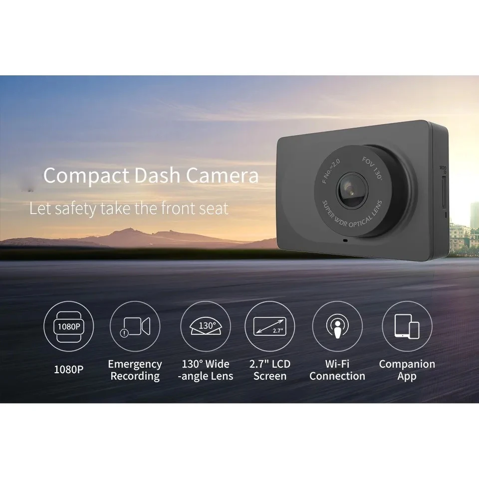 Yi smart dash câmera 2.7 tela, full hd 1080p, versão chinesa