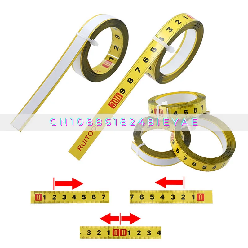 Metric Sticky Ruler 1-5 Meters Woodworking Guide Rail Self-adhesive Ruler with Glue Metal Sticky Ruler No Arc