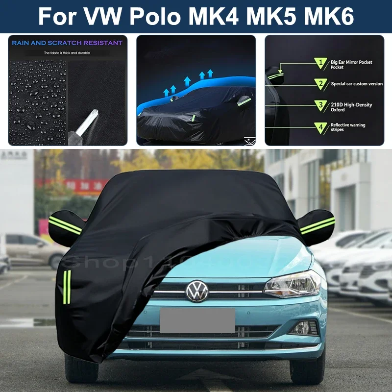 Auto Exterior Sun-Snow Protective Car Cover For Volkswagen Polo MK4 MK5 MK6 Waterproof Dustproof Anti-UV Outdoor Cover
