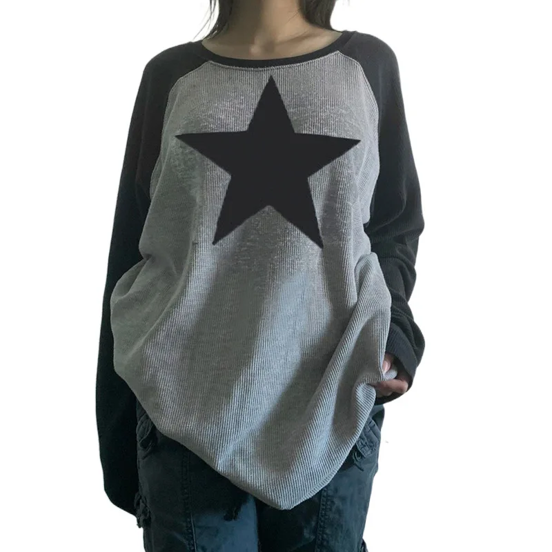 Women Star Sweater 2025 Autumn Winter New Women's Fashion Casual Sweatshirt Star Pattern Long Sleeve Top