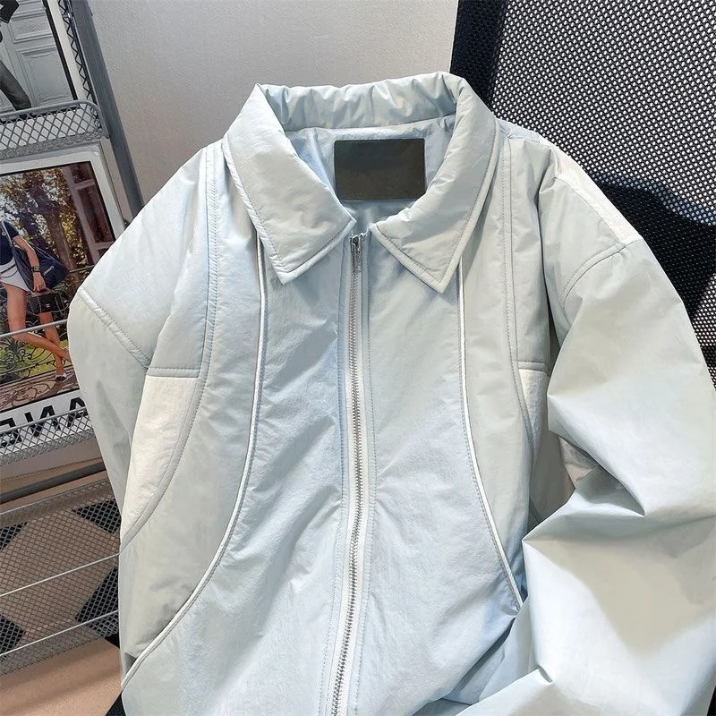 American Retro Panel Contrast Baseball Cotton Coat Men's Women's Autumn Winter Thickened High Street Oversize Jacket Cotton Coat