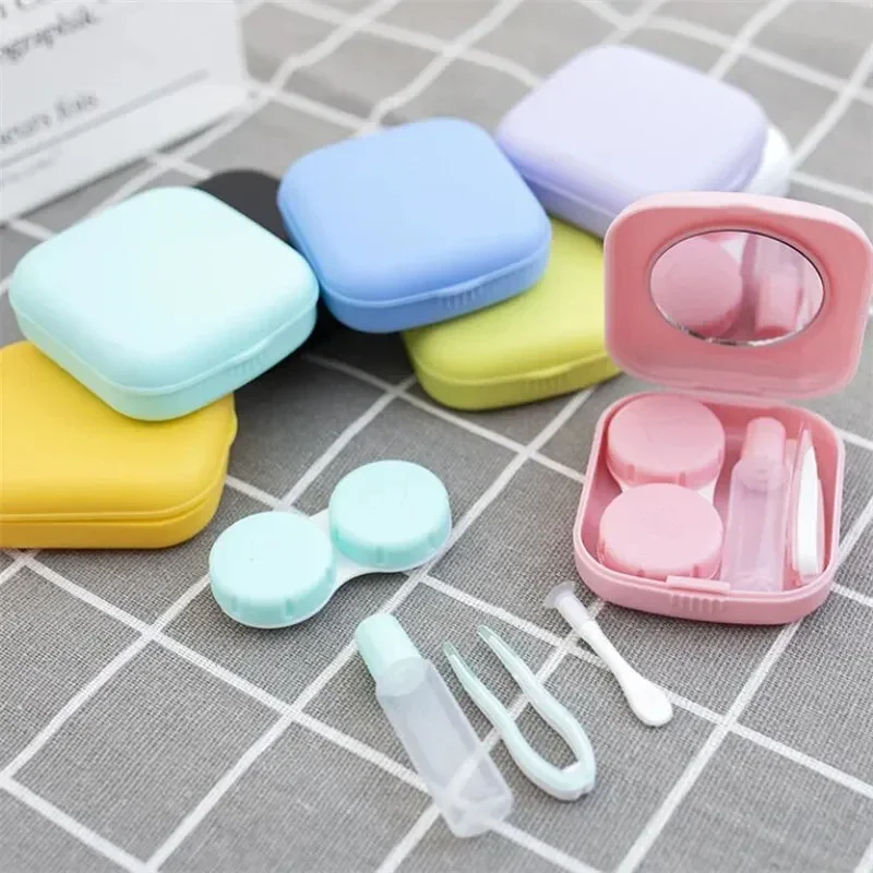 

1pcs Colorful Contact Lens Case Set With Mirror, Small Portable Immersion Storage Kit, Mini Contact Lenses Box Soak Storage