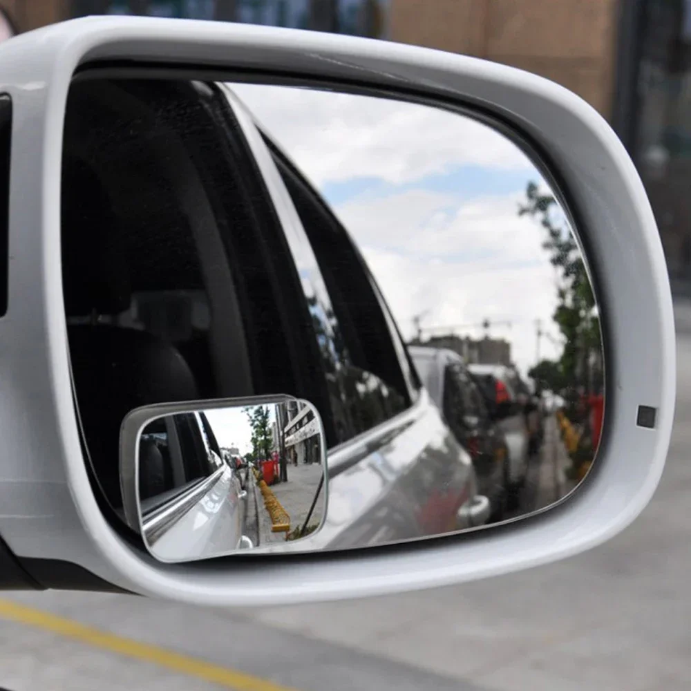 2pc Adjustable Car Blind Spot Glass Mirror 360 Degree Side Wide Angle Rear View Small Frameless Round Mirror Auto Safety Driving