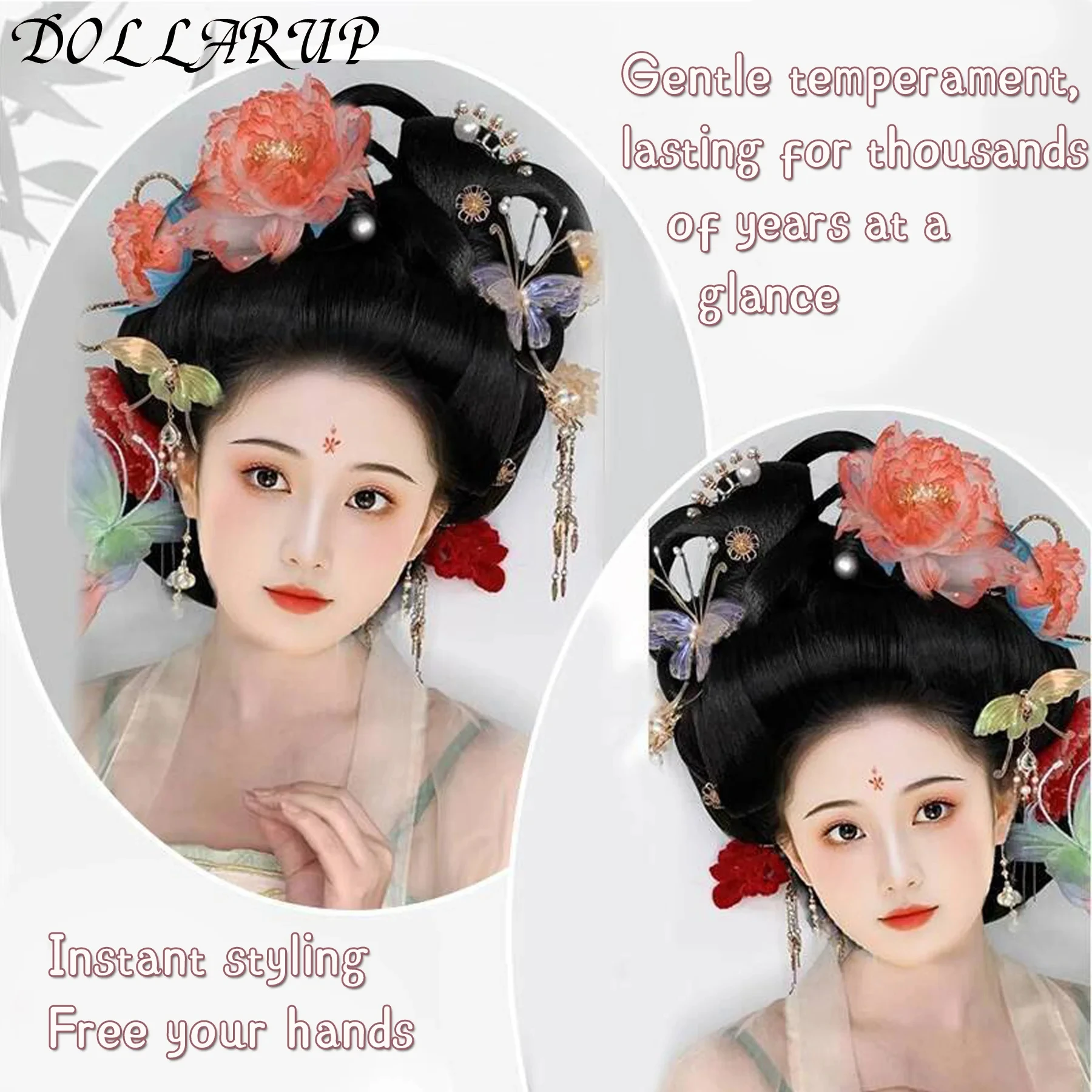 JKL الاصطناعية العتيقة Hanfu شعر مستعار المرأة قطعة واحدة كسول شعر مستعار حقيبة العتيقة الملتوية الشعر عقدة اليومية تنوعا التصميم الوسادة #5